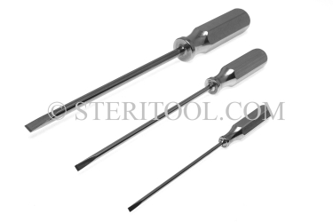 #21208_316 - 1/10" NM Stainless Steel Screwdriver, SS Handle, 4"(100mm) Shaft. 316L, Low Torque. flap, slot, parallel, screwdriver, paralel, stainless steel, non-magnetic, non magnetic, nonmagnetic